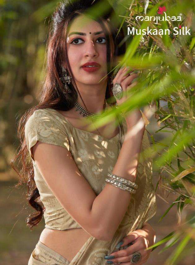 manjubaa muskaan silk 4601-4606 series lakhnavi cotton silk saree wholesaler 