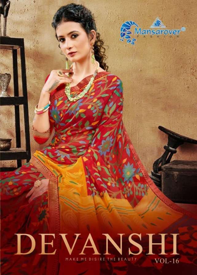 mansarover fashion devanshi vol 16 printed brasso casual wear saree