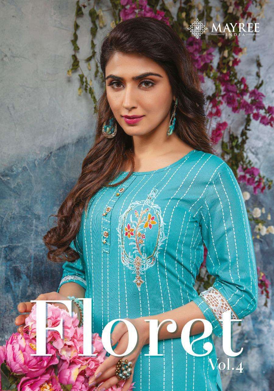 mayree india present floret vol 4 rayon top with cotton pant collection