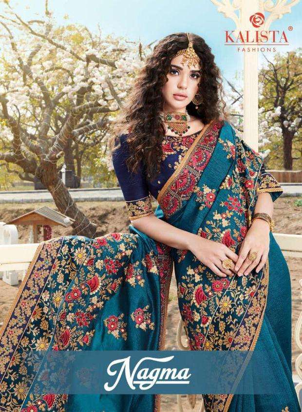 nagma vol 5 by kalista exclusive embroidery wedding saree wholesaler