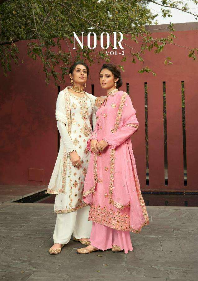 noor vol 2 by karma silk jacquard party wear suits wholesaler