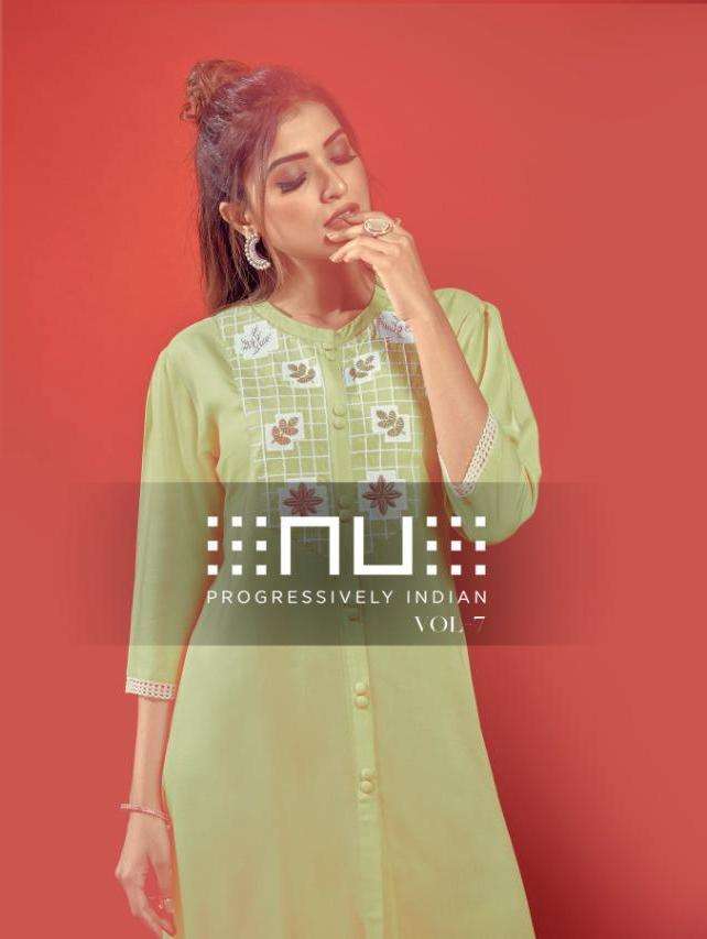 nu vol 7 rayon embroidery stylish tunics ladies kurti collection