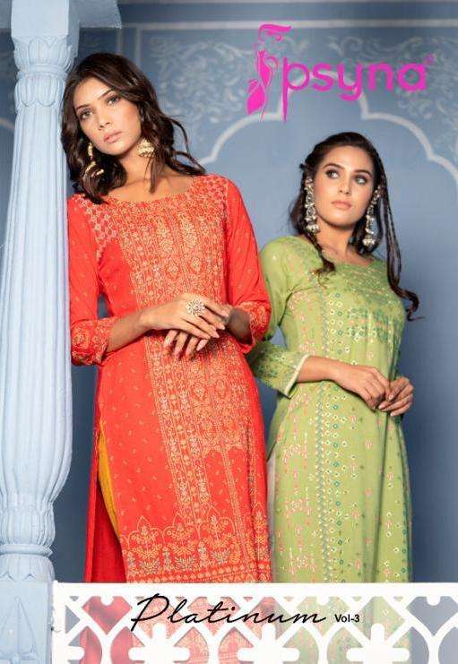 platinum vol 3 by psyna rayon straight simple ladies kurtis