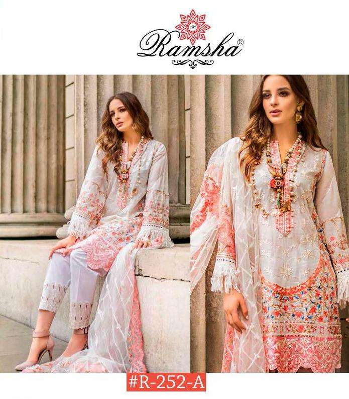 ramsha 252 nx net heavy embroidery pakistani suits wholesaler