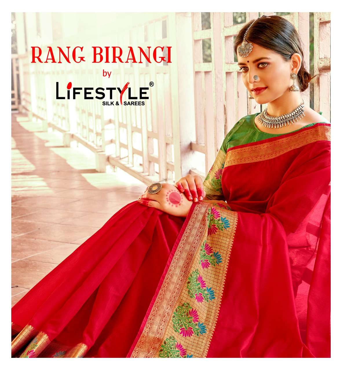 rang birangi by lifestyle top dyed chanderi ethnic wear saree wholesaler