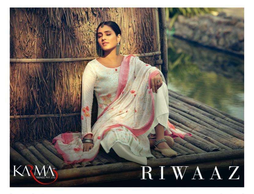 riwaaz 873-878 series by karma maslin embroidery exclusive suits wholesaler