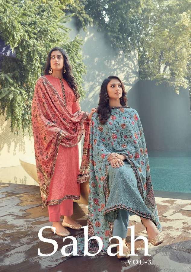 sabah vol 3 by karma 2088-2094 series muslin embroidery suits wholesaler