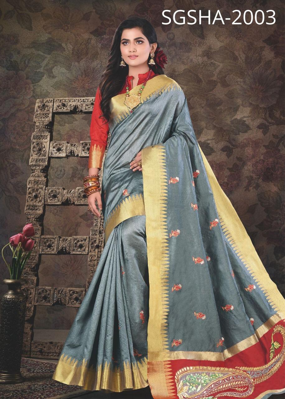 Sangam Shantipuri Handloom Pure Crystal Silk Saree Wholesaler