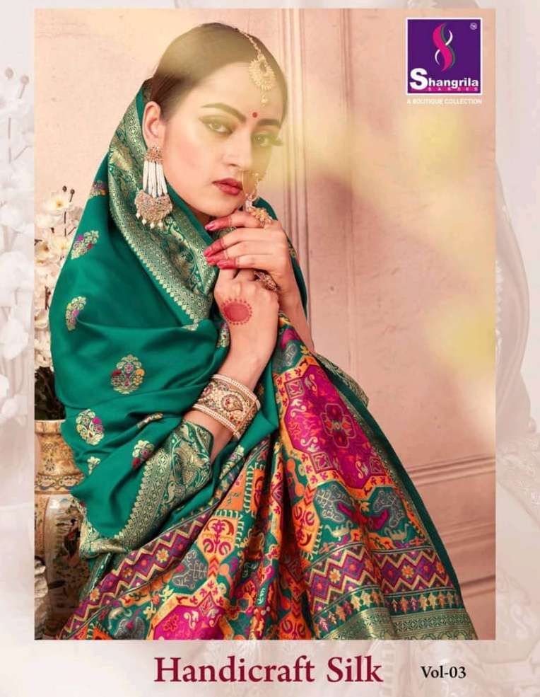 shangrila handicraft silk vol 3 soft silk sari for women festive collection 