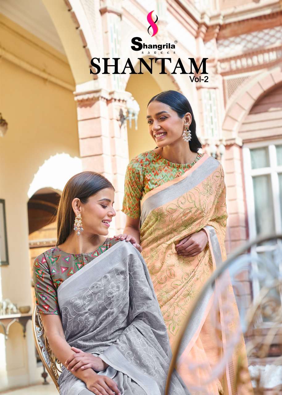 shangrila shantam vol 2 linen saree with kalamkari thread work concept 