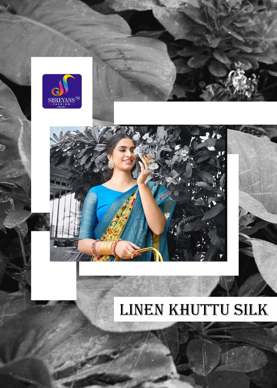 Shreyans Fashion Linen Khuttu Silk Synthetic With Antic New Border Linen Saree
