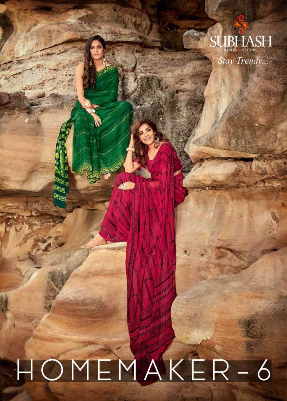 subhash saree homemaker vol 6 casual wear georgette sari buy online at best rate 