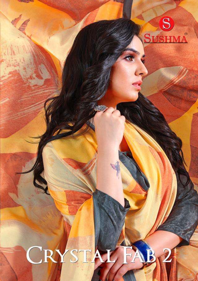sushma crystal fab vol 2 crape printed summer wear saree