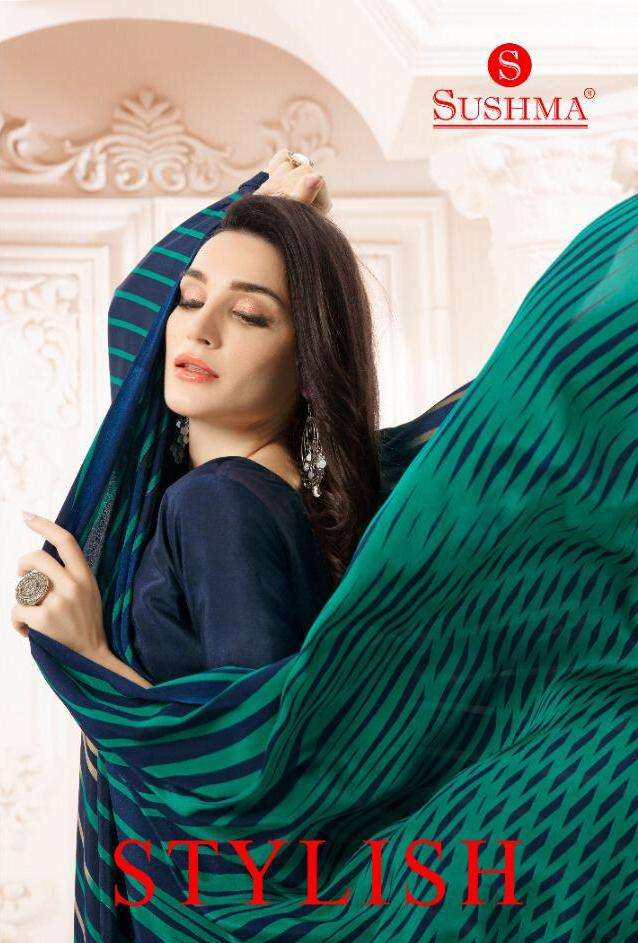 sushma present stylish crape printed formal indian saree