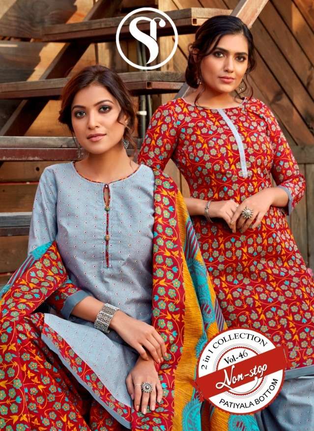 sweety fashion non stop vol 46 cotton printed suits with 2.50 mtr bottom 