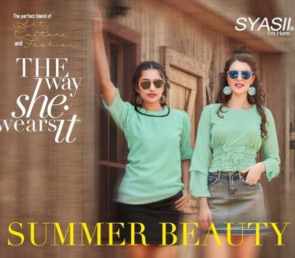 syasii present summer beauty designer girls jeans short top short kurtis