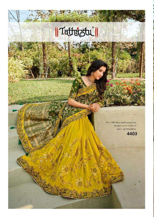 tathastu 4401-4410 series wedding wear silk indian saree wholesaler