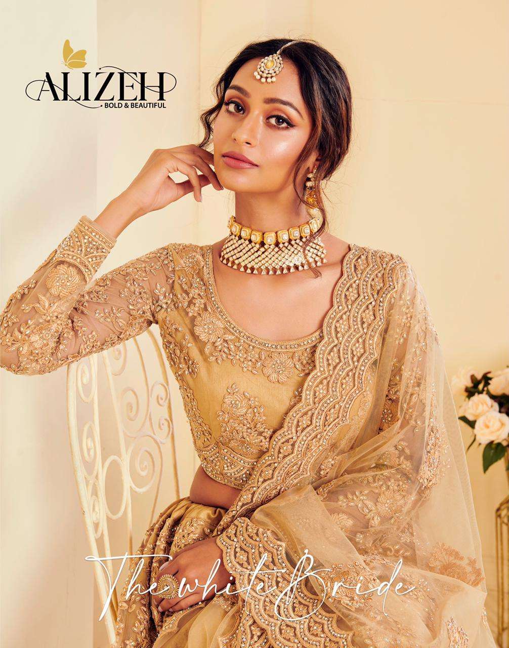 the white bride by alizeh net with silk satin indian wedding lehenga 