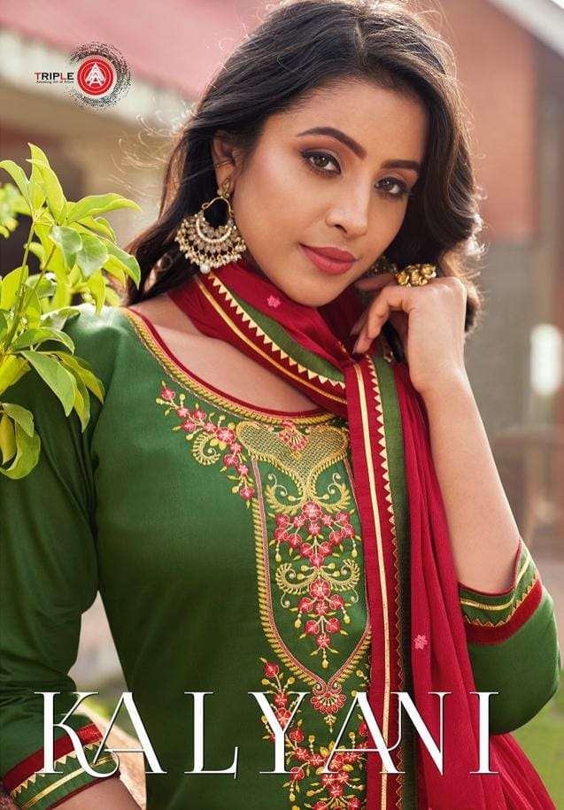 triple aaa kalyani jam silk embroidery lehenga style salwar kameez