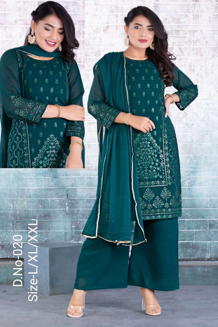 Valas 020 Georgette Kurta with Palazzo & Dupatta