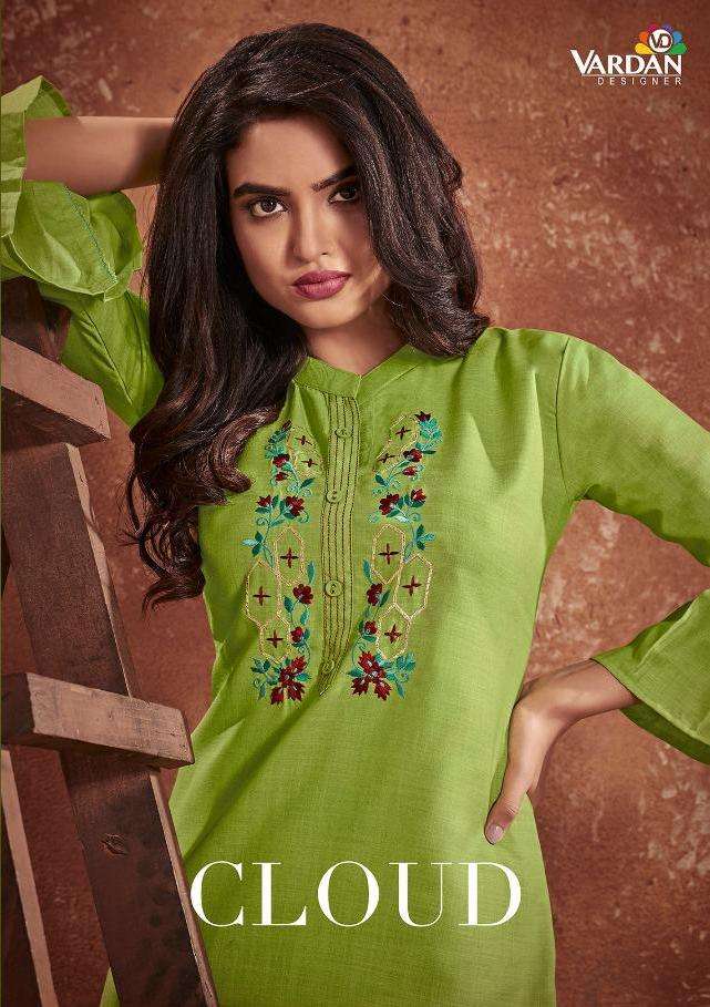 vardan cloud cotton embroidery fancy kurtis