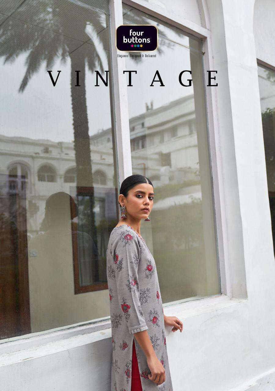 vintage by four buttons cotton daily wear fancy kurtis