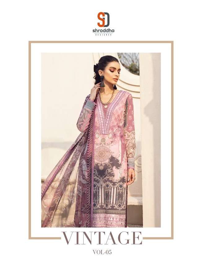 vintage vol 5 by shraddha lawn cotton pakistani dress materials