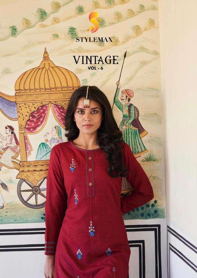 vintage vol 6 by stylemax rayon embroidery long kurti with bottom supplier