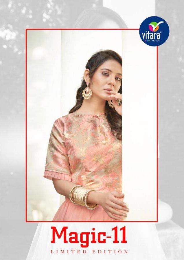 vitara magic vol 11 silk crop top with net skirt collection