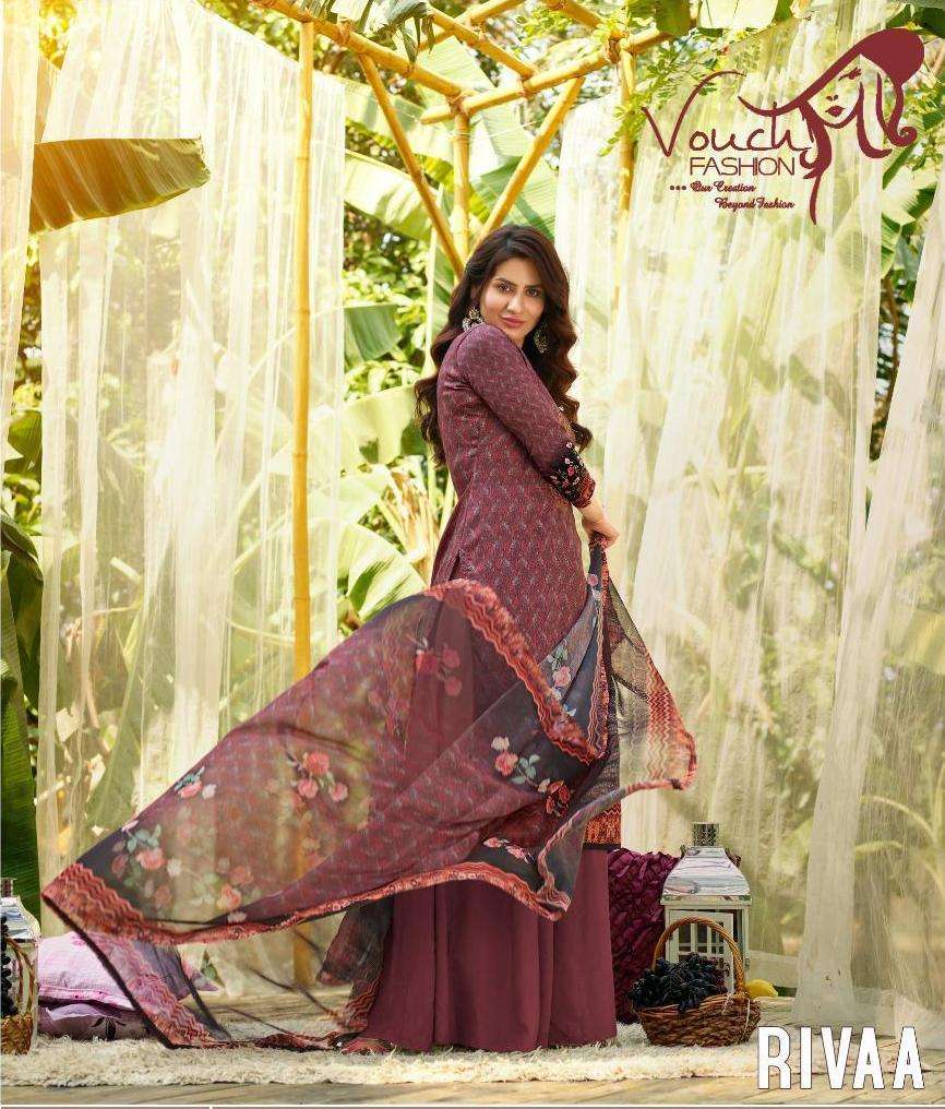 vouch fashion rivaa jam cotton digital printed work suit collection