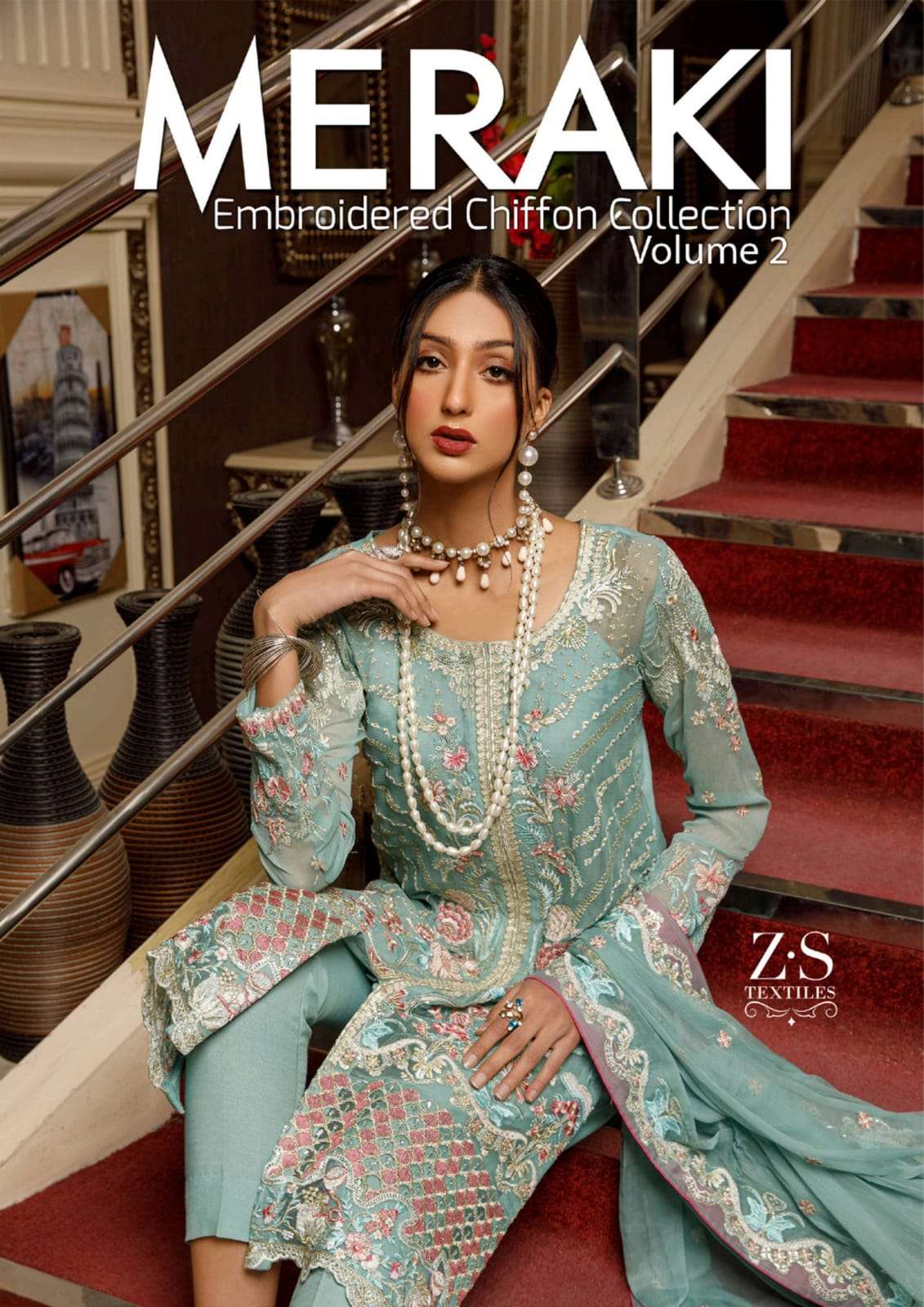 zs textiles meraki embroidered chiffon collection vol 2 original pakistani dresses 