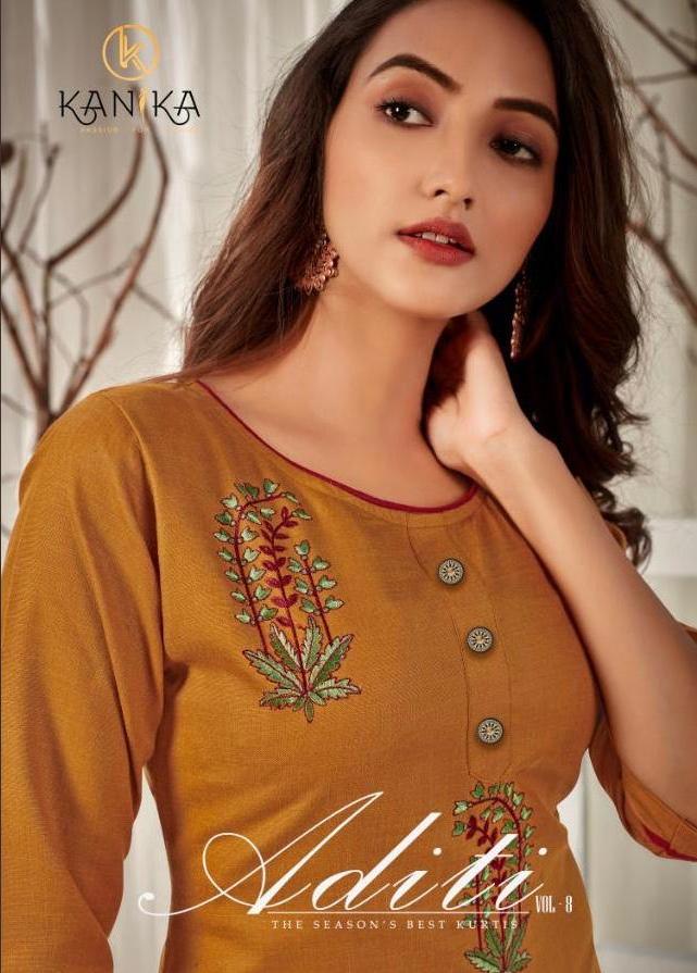 Aditi Vol 8 By Kanika Silk Embroidery Casual Wear Kurtis