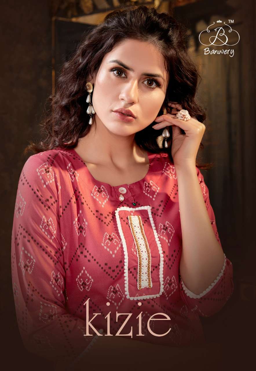 banwery kizie rayon printed simple ladies kurti wholesaler
