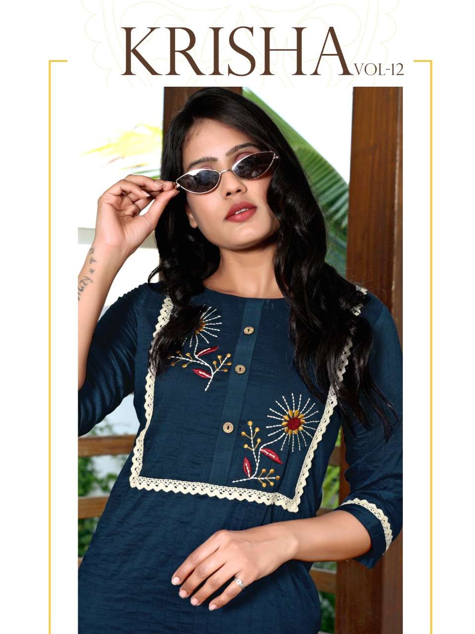 Fashion Galleria Krisha Vol 12 Lining Silk Embroidery Work Top With Pant