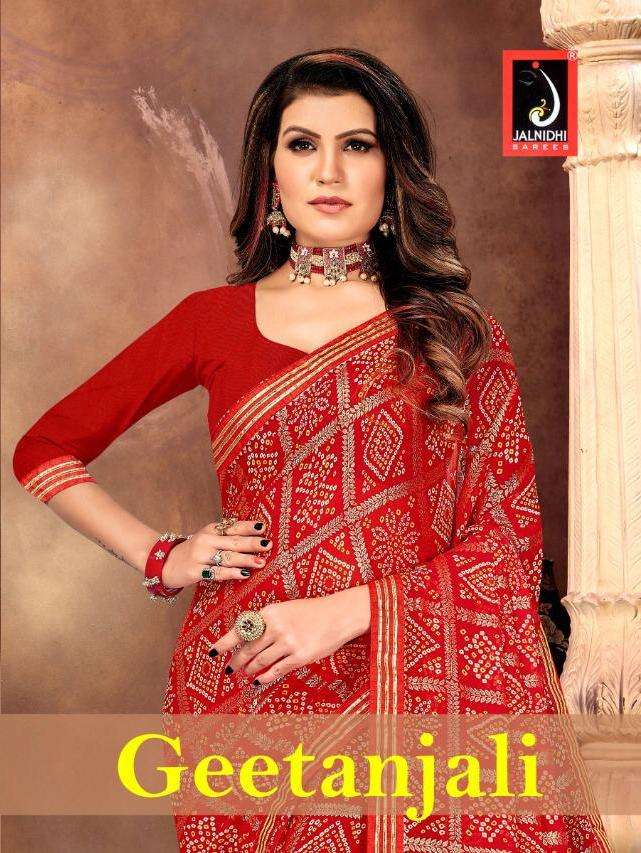 geetanjali by jalnidhi georgette bandhani traditional wear fancy saree