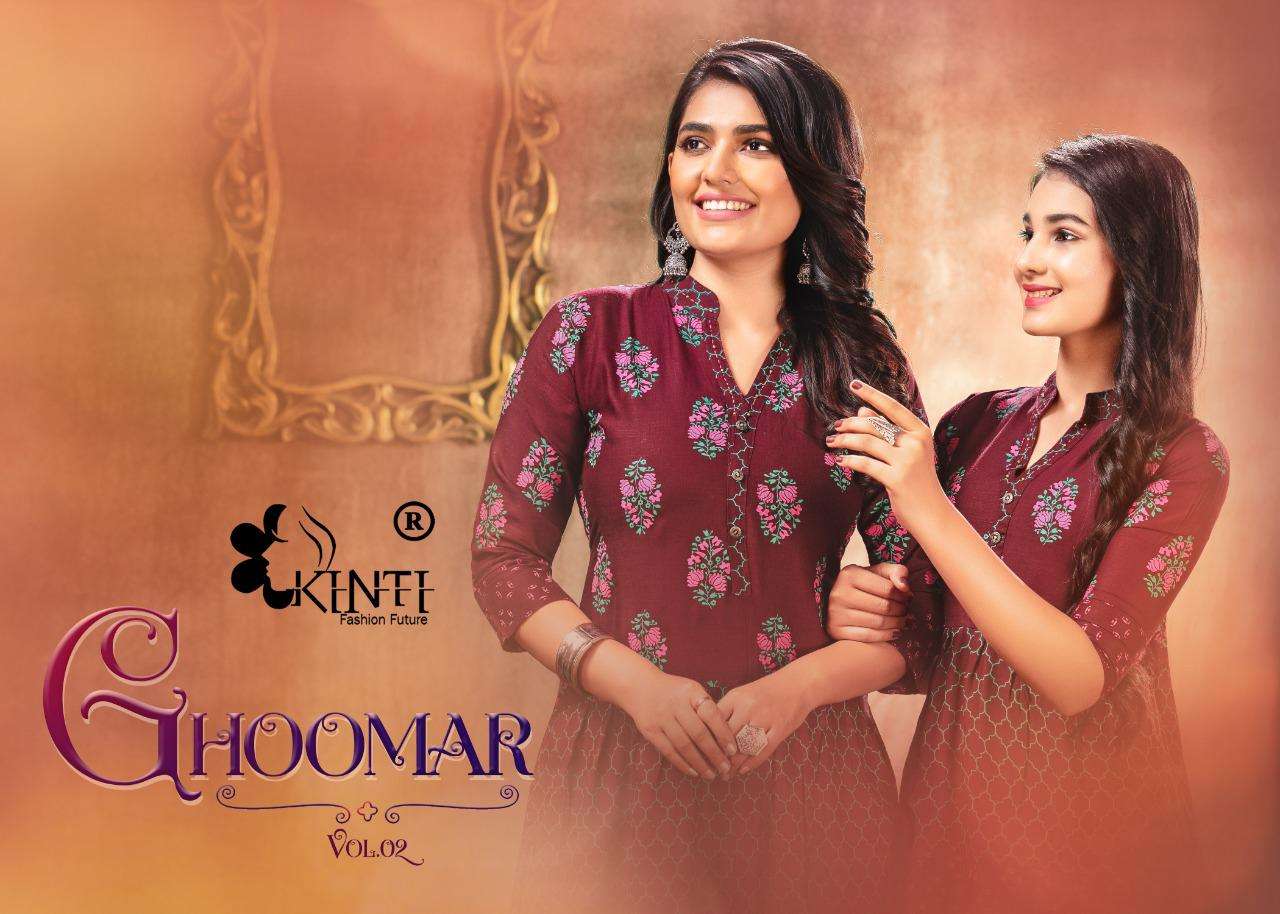 ghoomar vol 2 by kinti rayon slub frill style fancy kurtis