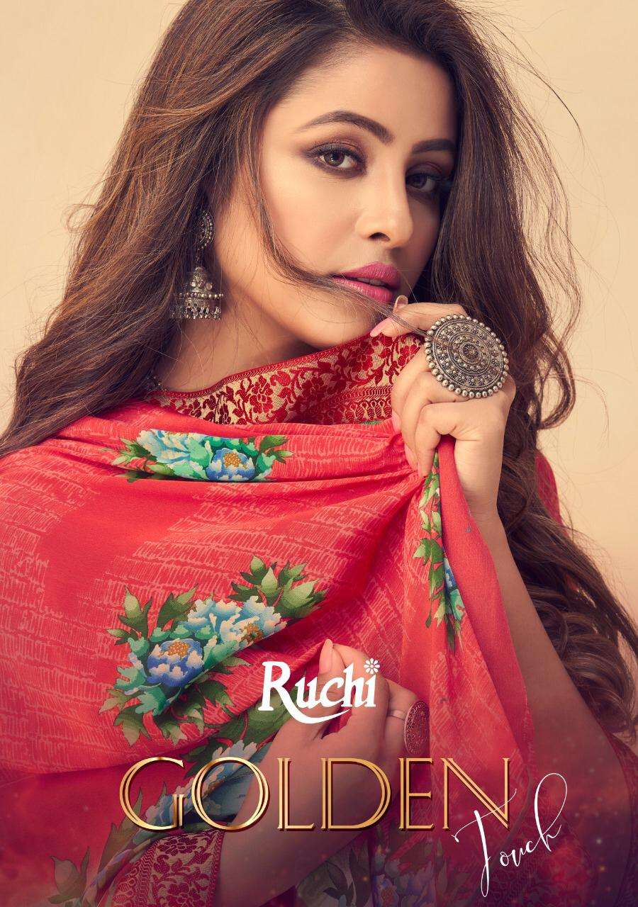 golden touch by ruchi crape printed fancy saree online supplier