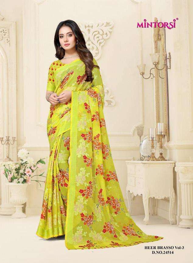 heer brasso vol 3 by mintorsi designer printed saree exporter