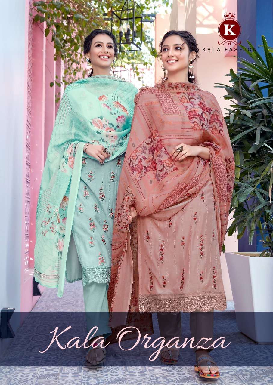 kala fashion organza designer muslin embroidery fancy suits