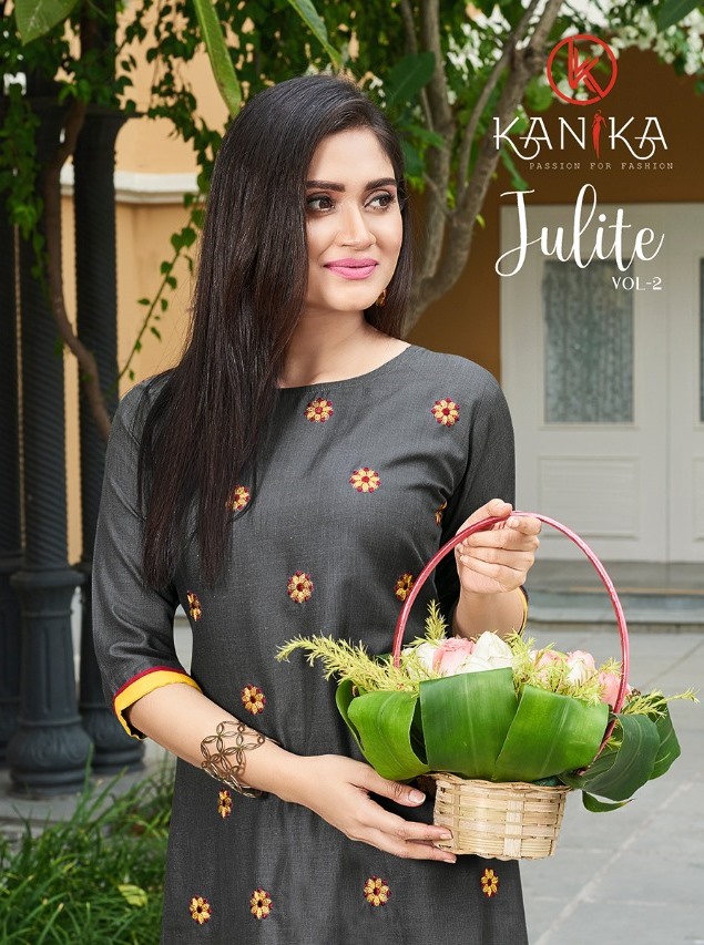 Kanika Presents Julite Vol 2 Rubby Silk With Embroidery Top With Pant Wholesaler