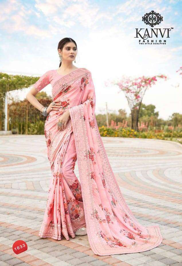 kanvi fashion guzarish heavy silk georgette party wear saree wholesaler