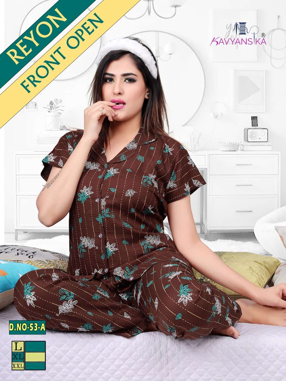 kavyansika collar night suit vol 53 rayon shirt night suit for women