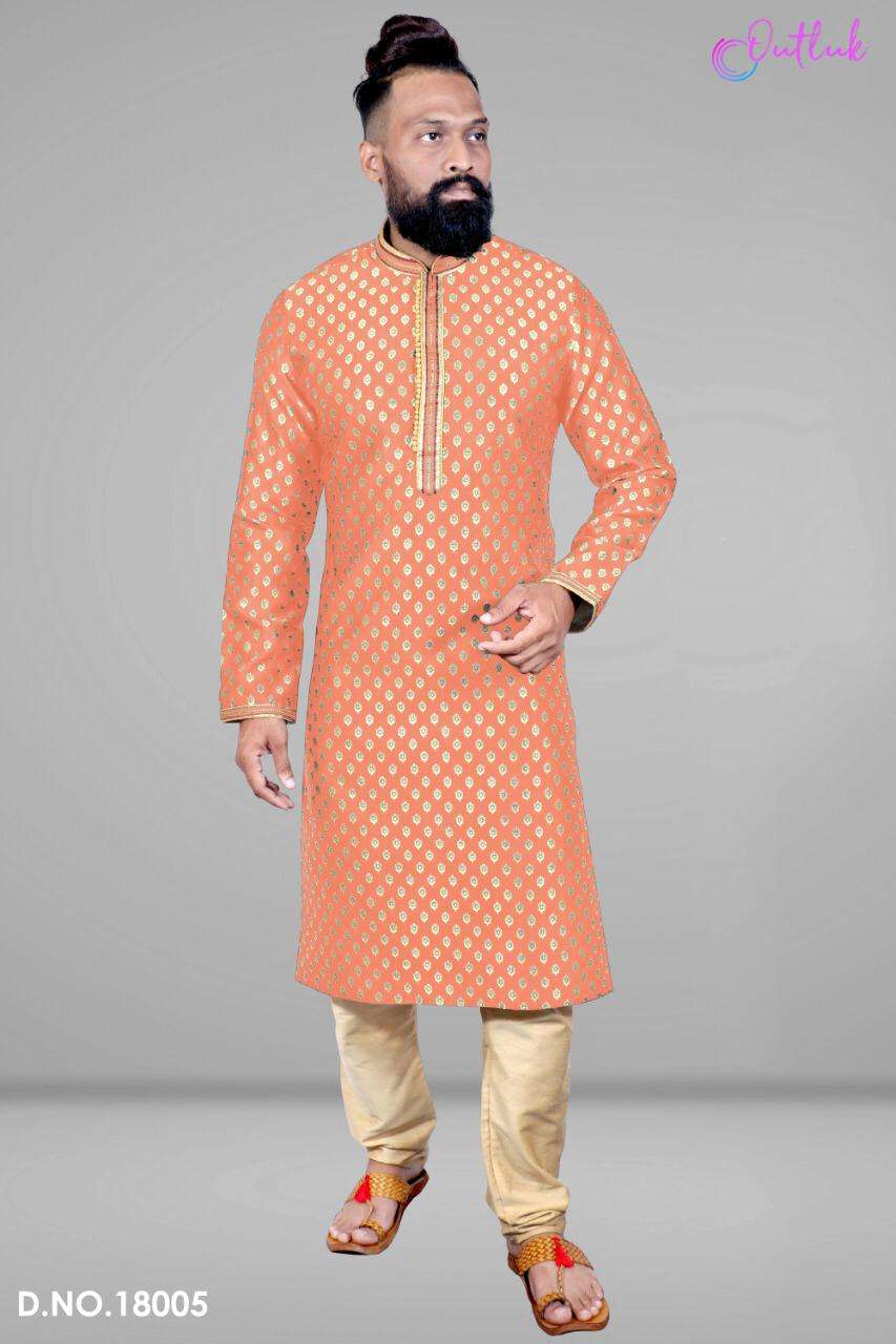 outlook vol 18 fancy jacquard silk mens kurta with cotton pajama set collection