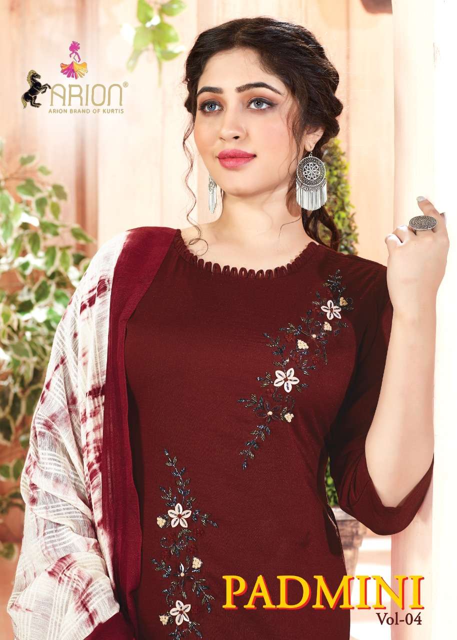 padmini vol 4 by arion fancy chinon readymade kurti pant and dupatta concept