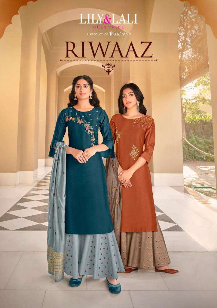 riwaaz by lily & lali silk readymade plazzo style salwar kameez