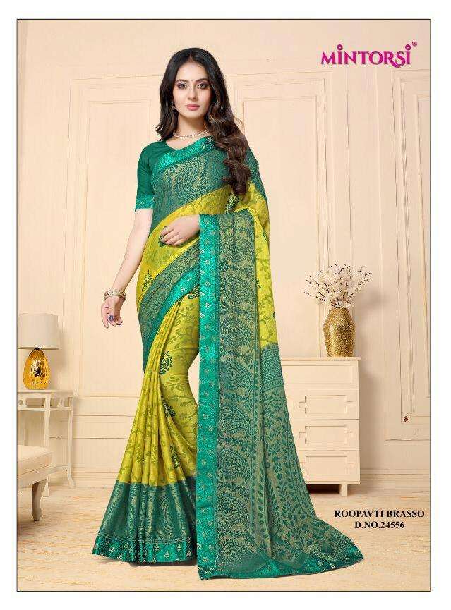 roopvati brasso by mintorsi chiffon brasso designer sarees