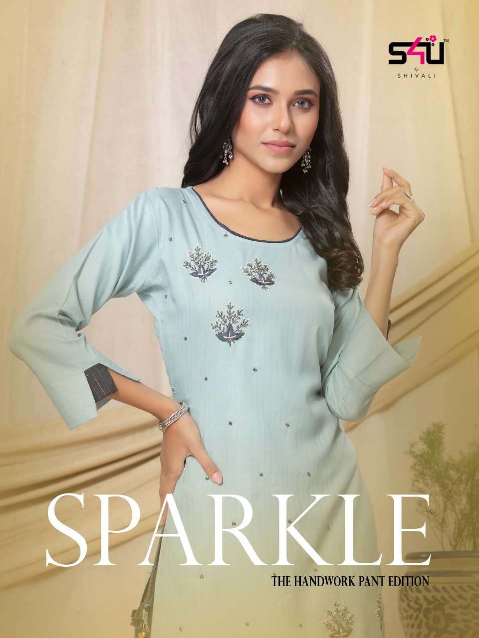 s4u launch sparkle designer lurex kurta with pant wholesaler