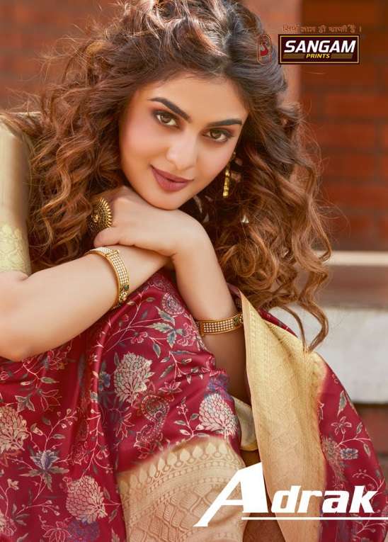sangam prints adrak silk digital printed saris wholesaler