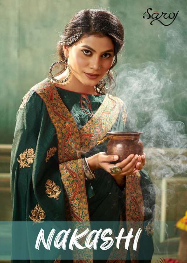 saroj launch nakashi dola silk embroidery sarees wholesaler