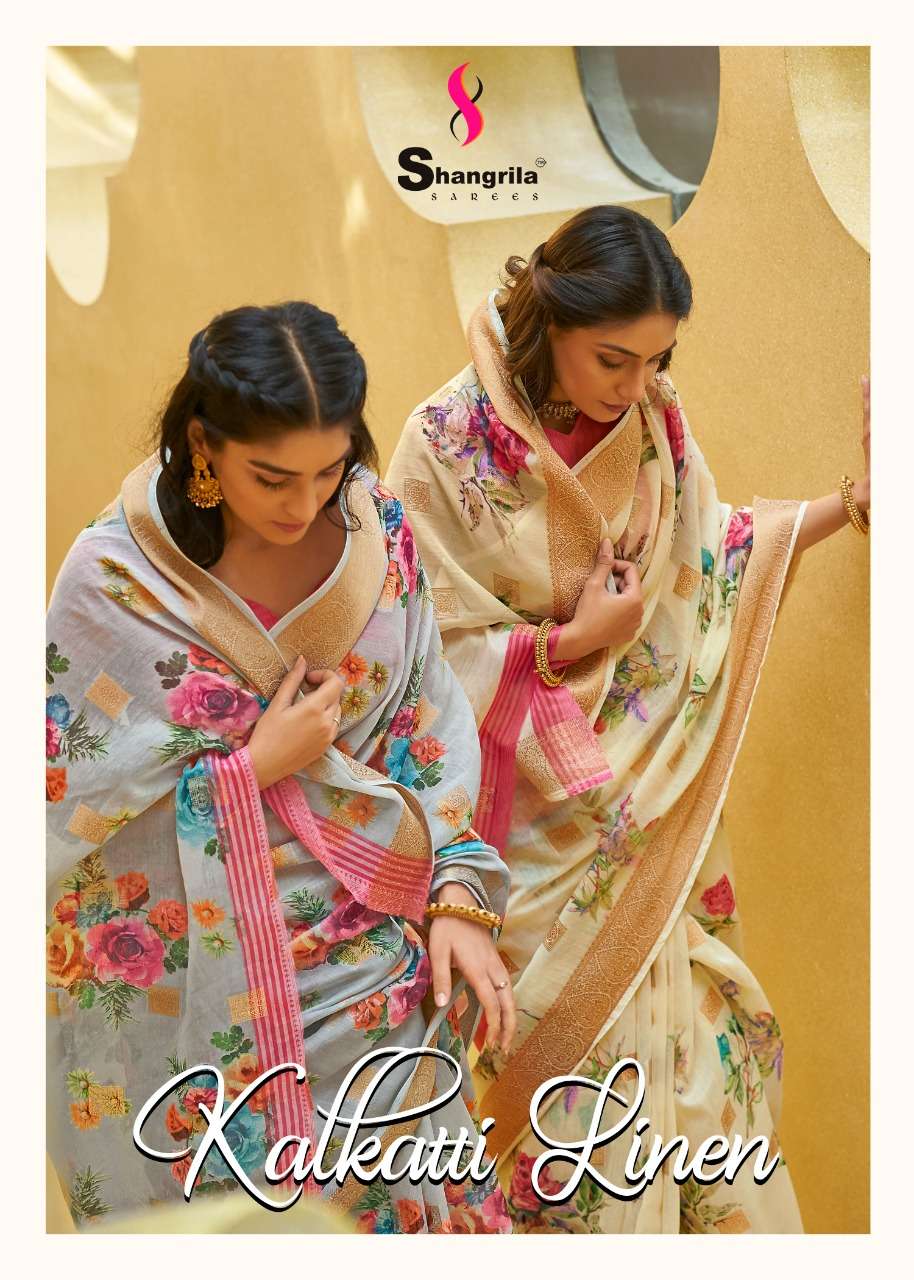shangrila kalkatti linen soft linen saris wholesaler in surat market 
